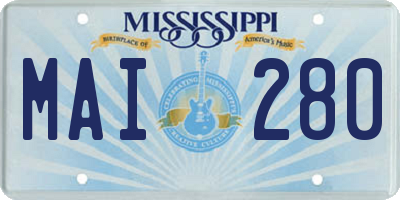 MS license plate MAI280