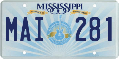 MS license plate MAI281