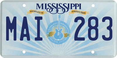 MS license plate MAI283
