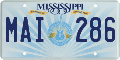 MS license plate MAI286