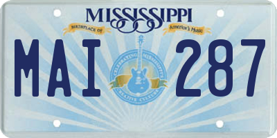 MS license plate MAI287