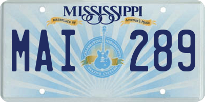 MS license plate MAI289