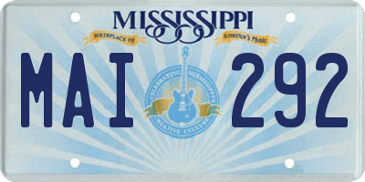 MS license plate MAI292