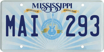MS license plate MAI293