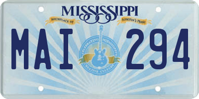 MS license plate MAI294