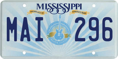 MS license plate MAI296