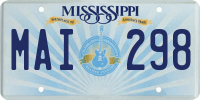 MS license plate MAI298