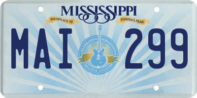 MS license plate MAI299