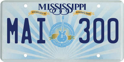 MS license plate MAI300