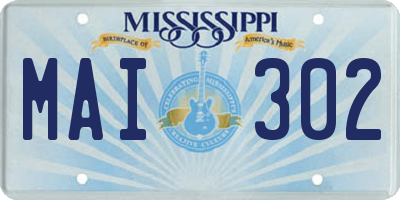 MS license plate MAI302