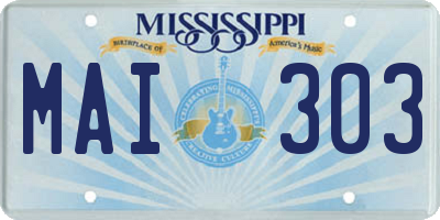 MS license plate MAI303