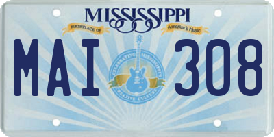 MS license plate MAI308