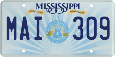 MS license plate MAI309