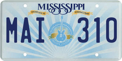 MS license plate MAI310