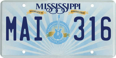MS license plate MAI316