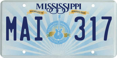 MS license plate MAI317
