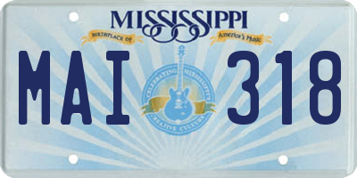 MS license plate MAI318