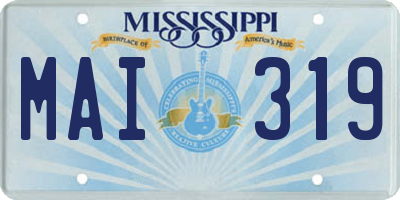 MS license plate MAI319