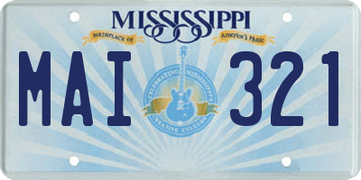 MS license plate MAI321