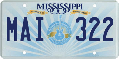 MS license plate MAI322