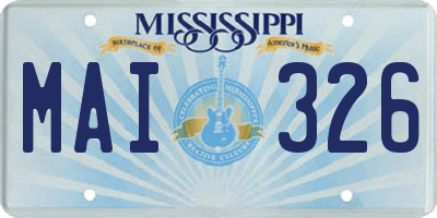 MS license plate MAI326
