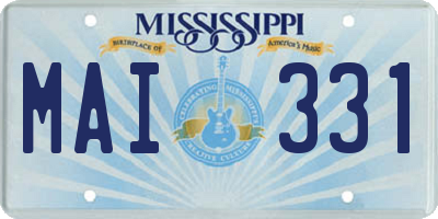 MS license plate MAI331