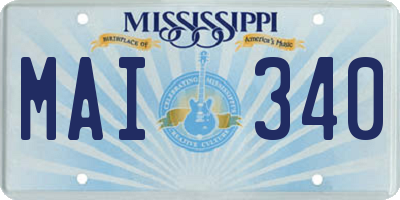 MS license plate MAI340