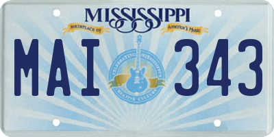 MS license plate MAI343