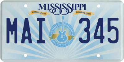 MS license plate MAI345