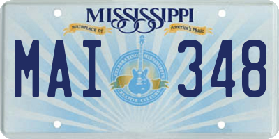 MS license plate MAI348