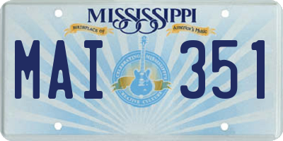 MS license plate MAI351