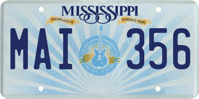 MS license plate MAI356