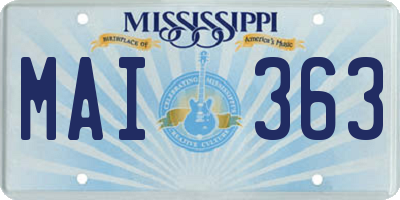 MS license plate MAI363