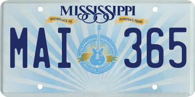 MS license plate MAI365
