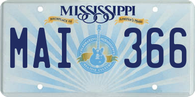 MS license plate MAI366