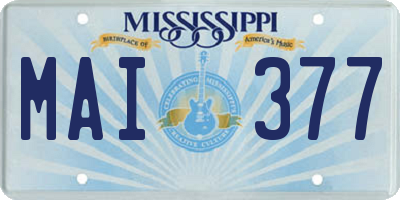 MS license plate MAI377