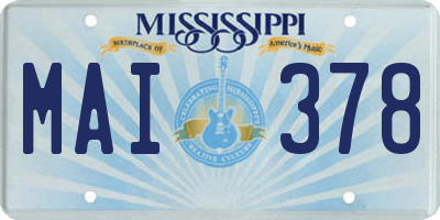 MS license plate MAI378