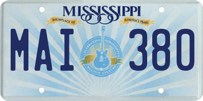 MS license plate MAI380