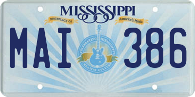 MS license plate MAI386