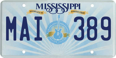 MS license plate MAI389