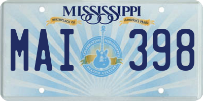 MS license plate MAI398