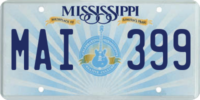 MS license plate MAI399
