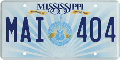 MS license plate MAI404