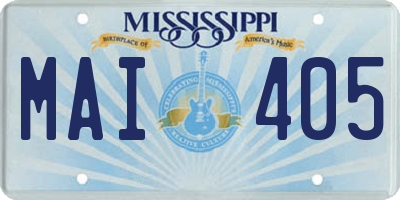 MS license plate MAI405