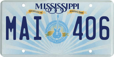 MS license plate MAI406
