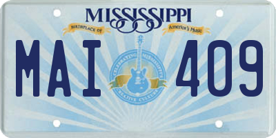 MS license plate MAI409