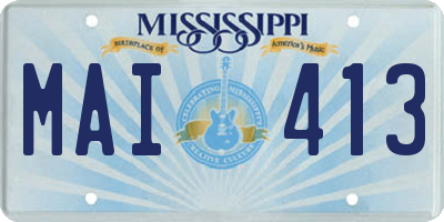 MS license plate MAI413