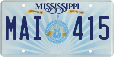 MS license plate MAI415