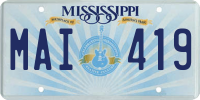 MS license plate MAI419