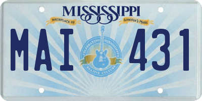 MS license plate MAI431